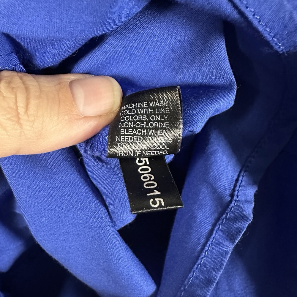 Express Button Up Blouse. Women's S. Royal Blue. V-Neck. Cuff Detail. - Picture 7 of 8